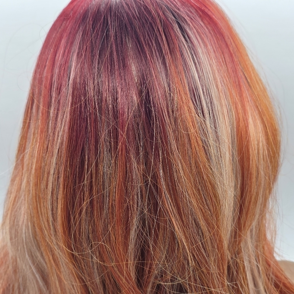 Chelsey Smith Crowns Cosmetics Cayenne Luxe Red & Blonde Wavy Lace Front Wig - Picture 5 of 11